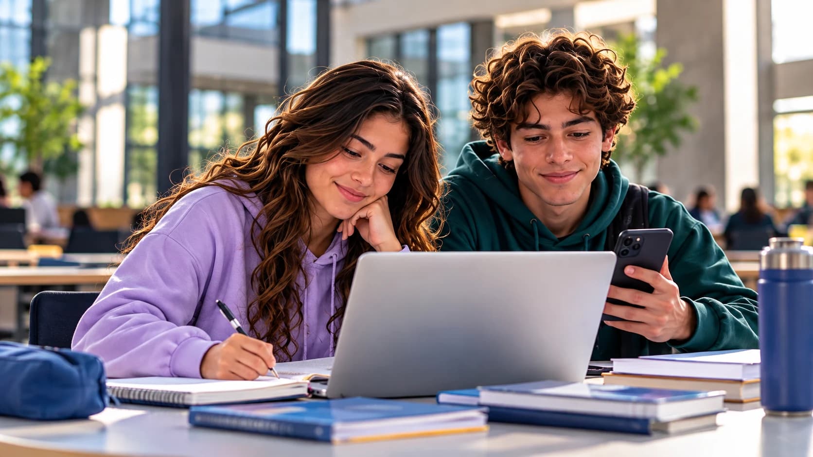 Dos estudiantes usando SIU como parte de su preparación